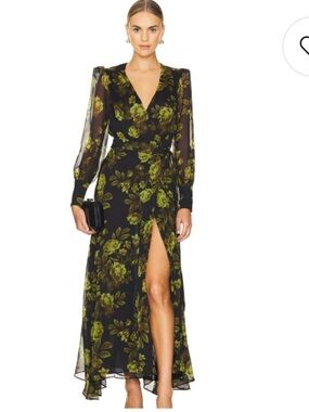 Bardot Women's Lucianna Maxi Wrap Dress Women’s Size 4 Floral Slit Q